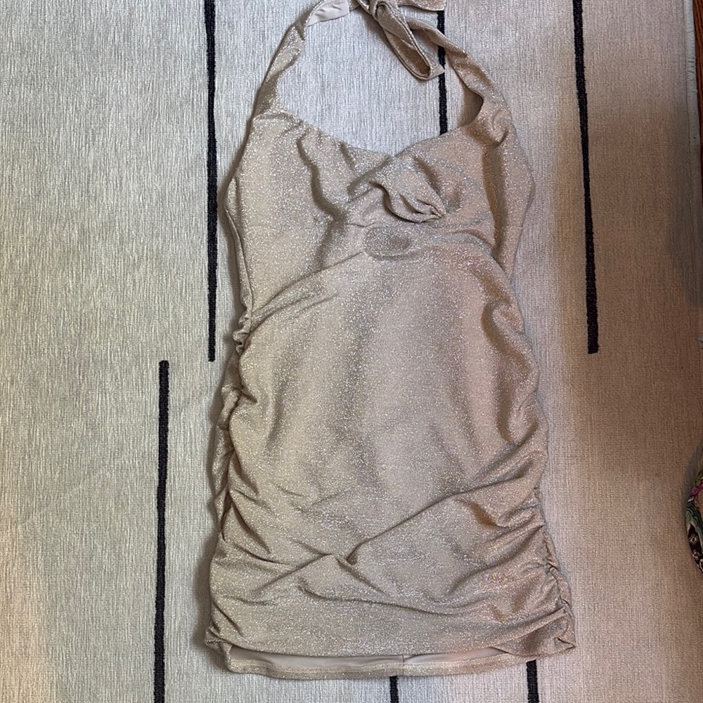 Lucy in the Sky Shimmering Gold Mini Dress